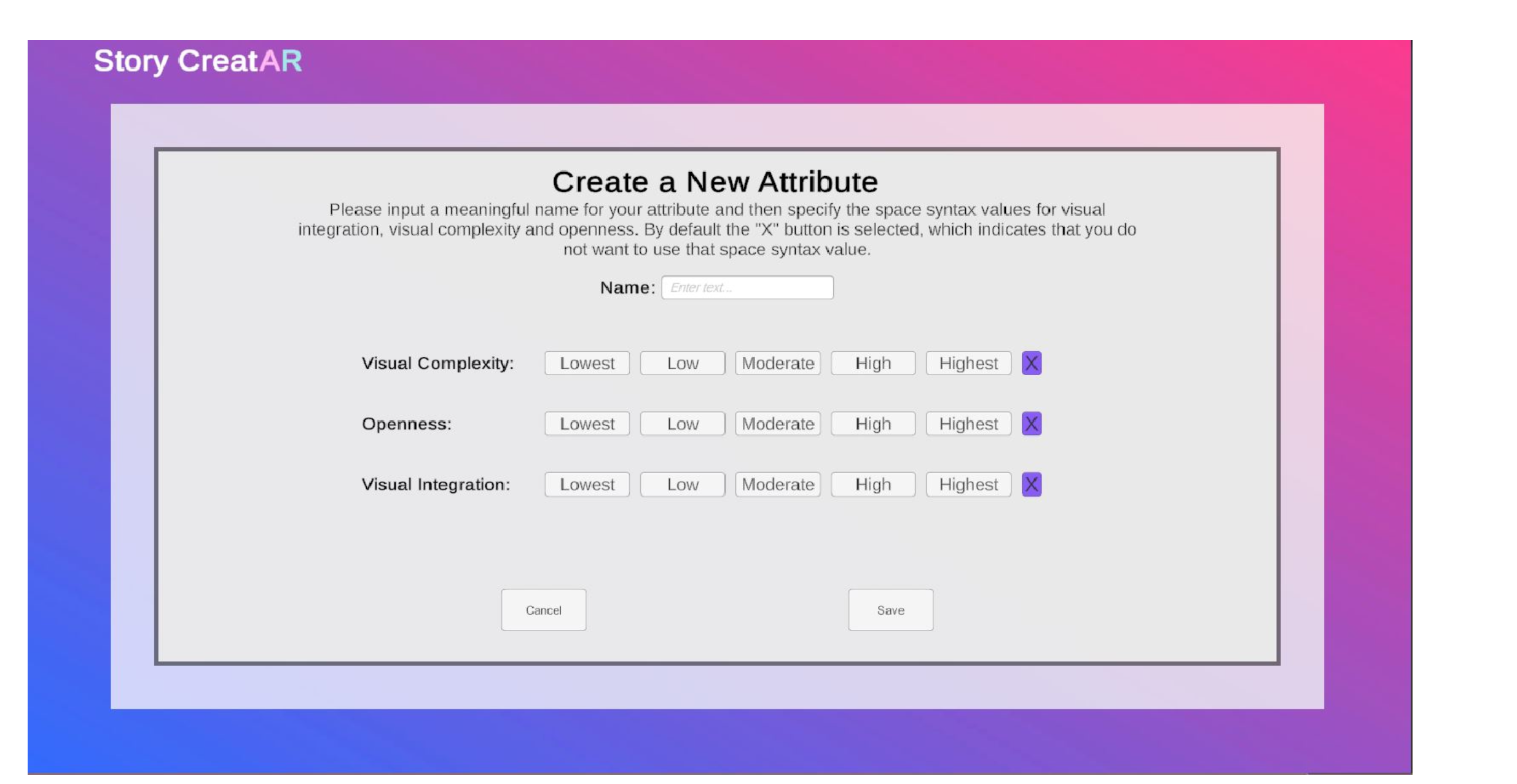AR storytelling interface