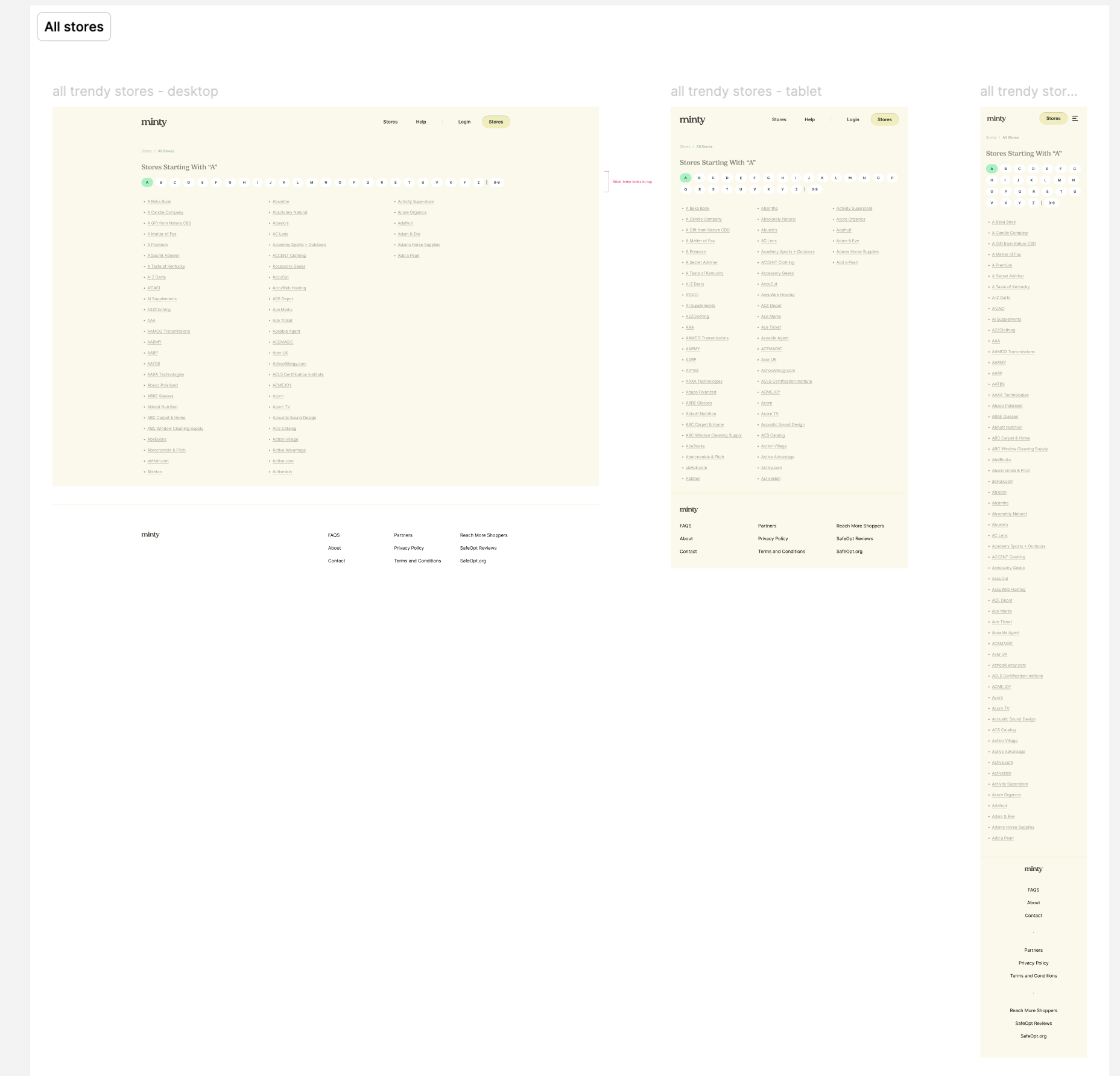 All Stores Redesign Process