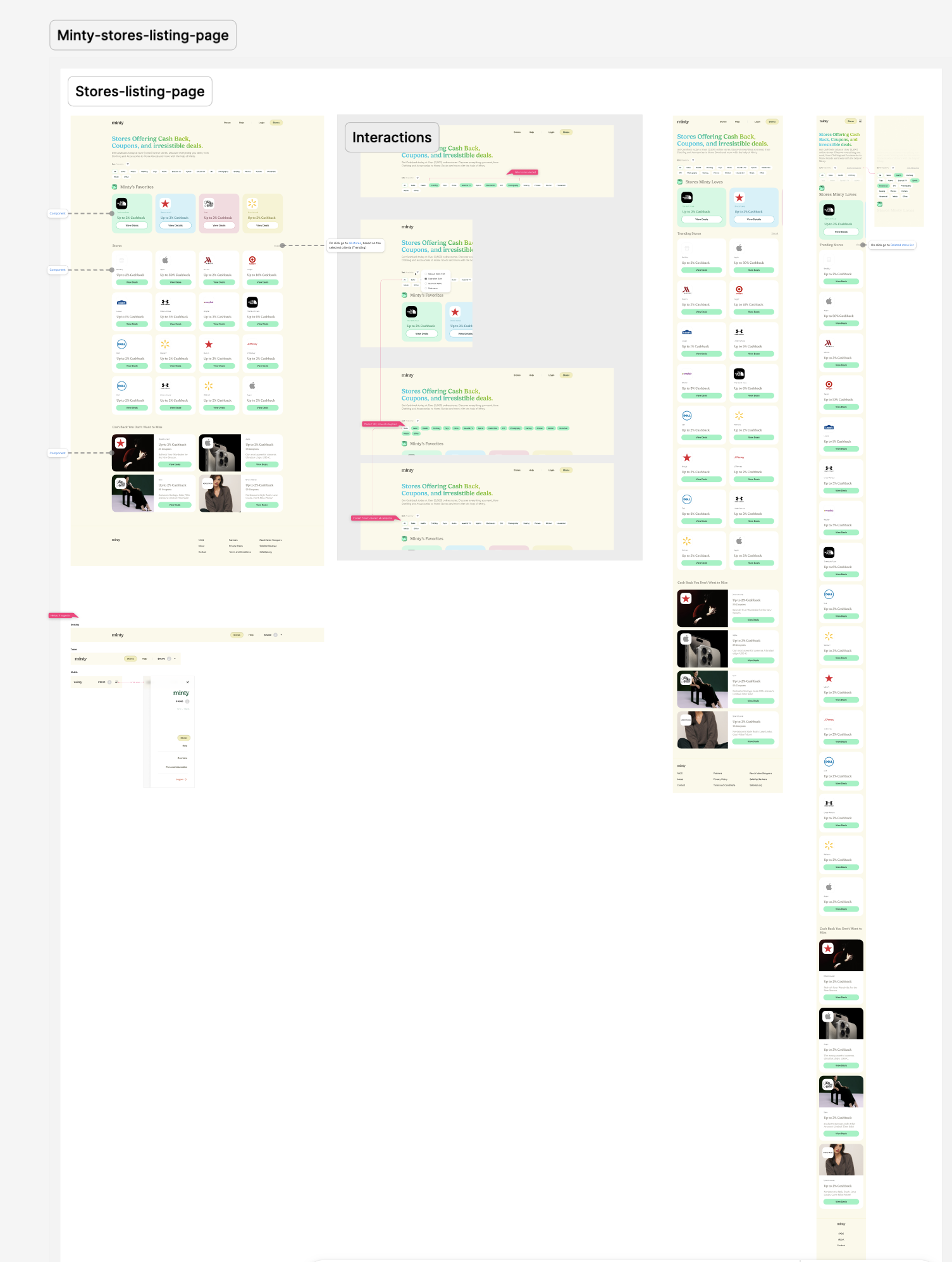 Minty store listing UI